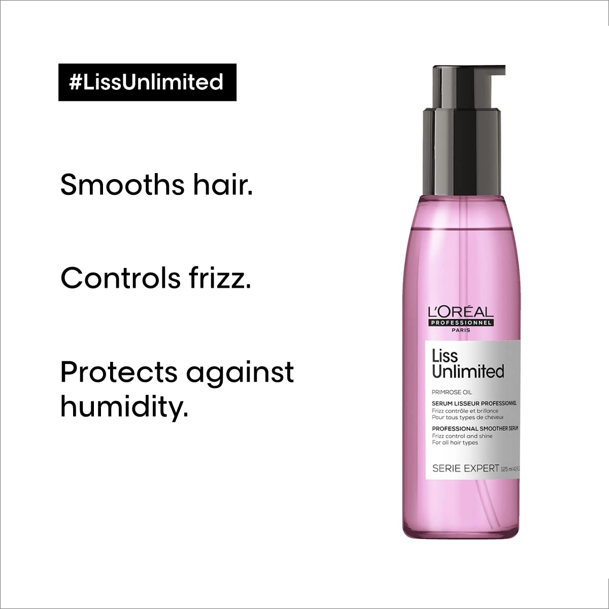 L'Oréal Professionnel Liss Unlimited Blow-Dry Serum - For Frizz-Prone Hair, Provides Long-Lasting Frizz and Humidity Protection, With Prokeratin